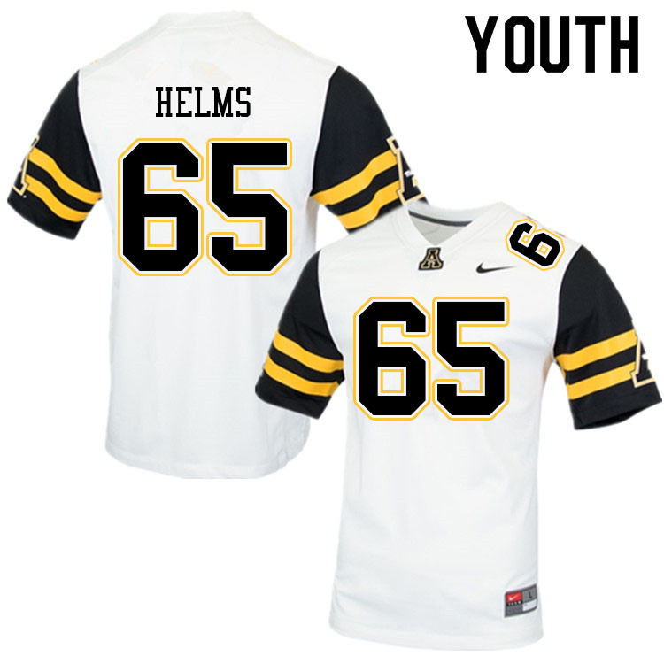 Youth #65 Isaiah Helms Appalachian State Mountaineers College Football Jerseys Sale-White